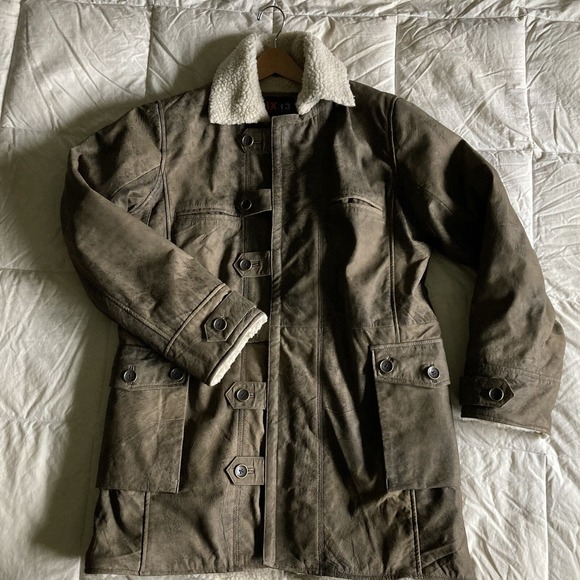 NWOT BIX13 Men's 46 Premium Quality Leather Coat Tom Hardy Bane Faux Shearling - Picture 9 of 16